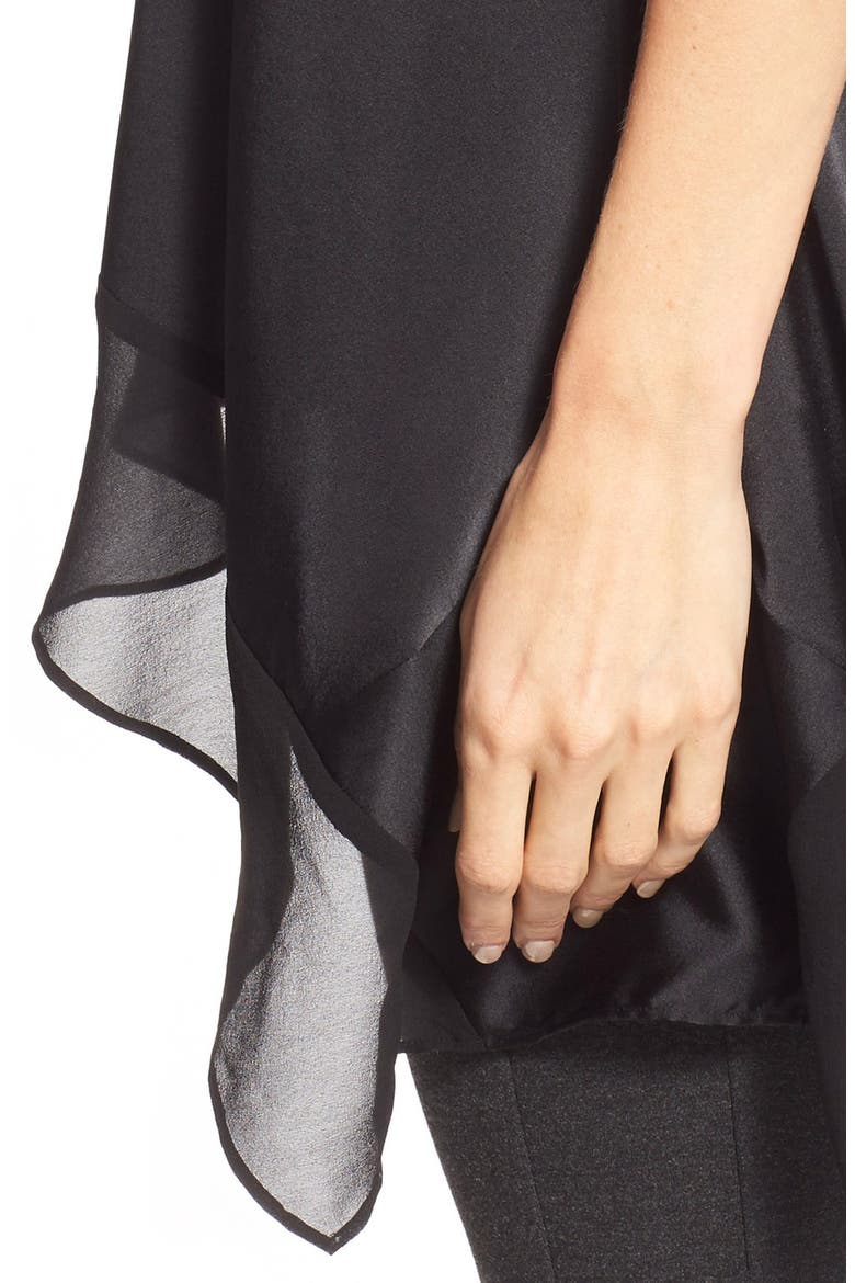 Asymmetrical Silk Blend Tunic, Alternate, color, BLACK