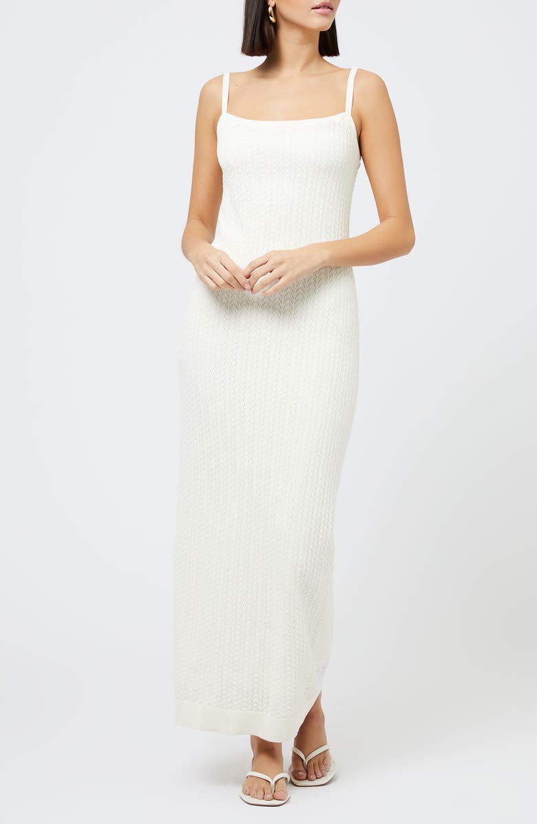French Connection Cotton Blend Pointelle Sweater Maxi Dress, Main, color, Cream