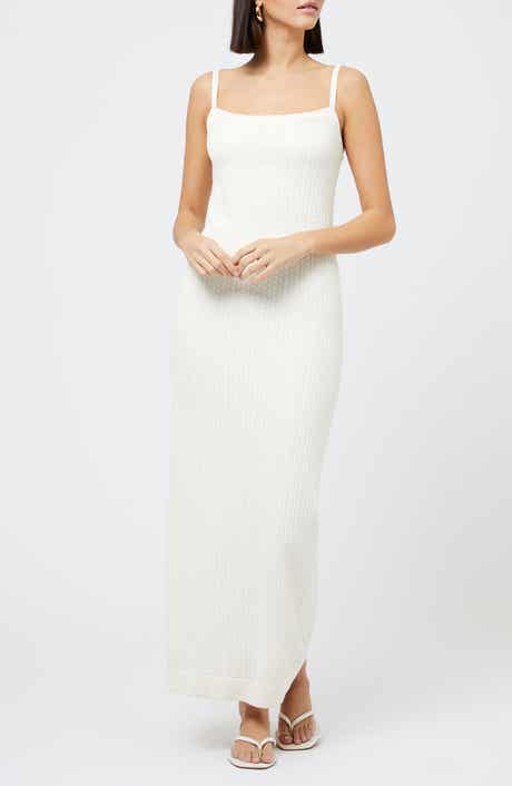 Cotton Blend Pointelle Sweater Maxi Dress