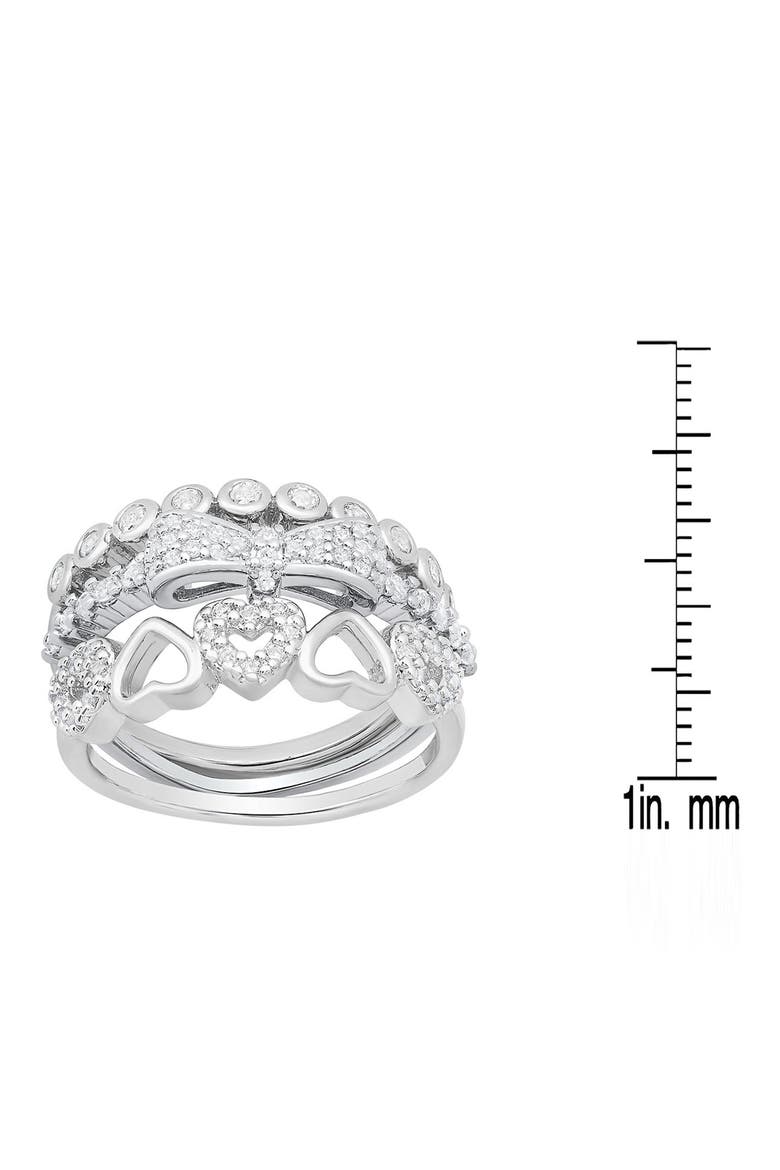 Set of 3 18K White Gold Plated Simulated Diamond Rings, Alternate, color, SILVER