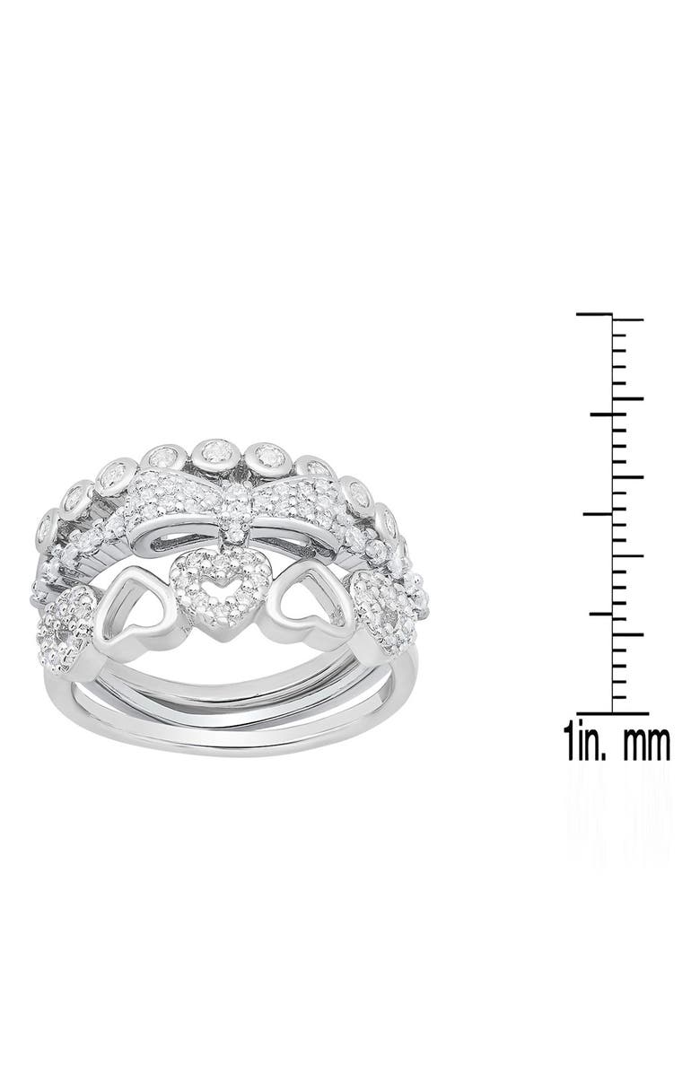HMY JEWELRY Set of 3 18K White Gold Plated Simulated Diamond Rings, Alternate, color, Silver