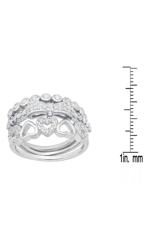 Hmy Jewelry Set Of 3 18k White Gold Plated Simulated Diamond Rings In Metallic