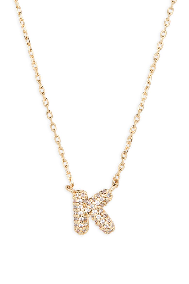 Pavé Crystal Initial Necklace, Main, color, K- 14K GOLD DIPPED