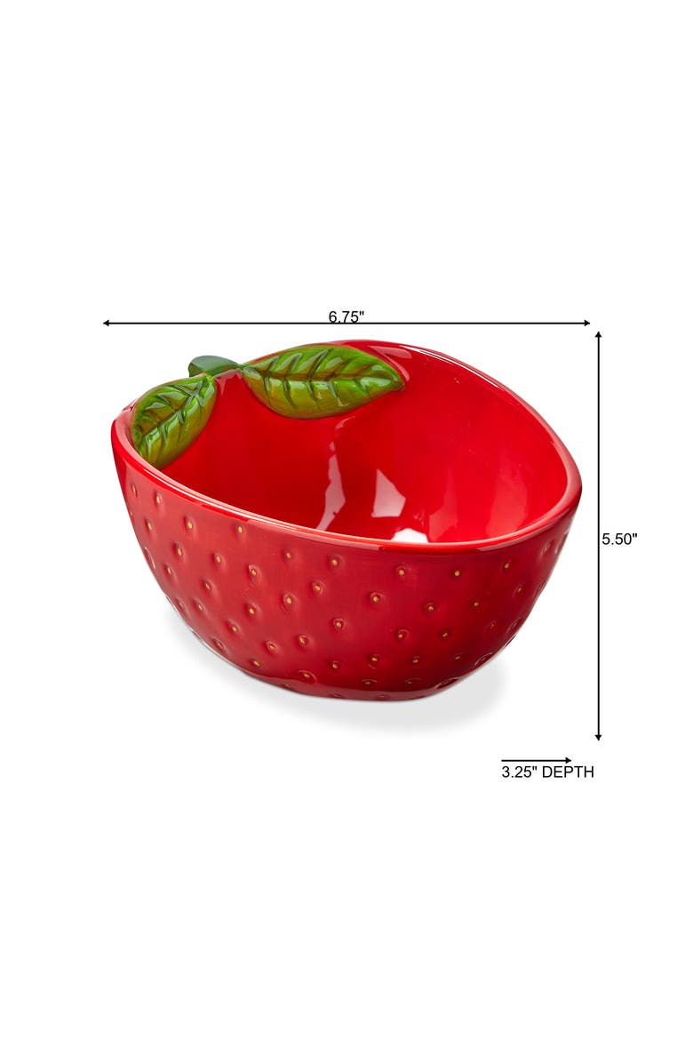 Strawberry Snack Bowl Red Multi Earthenware Summer, Alternate, color, Red