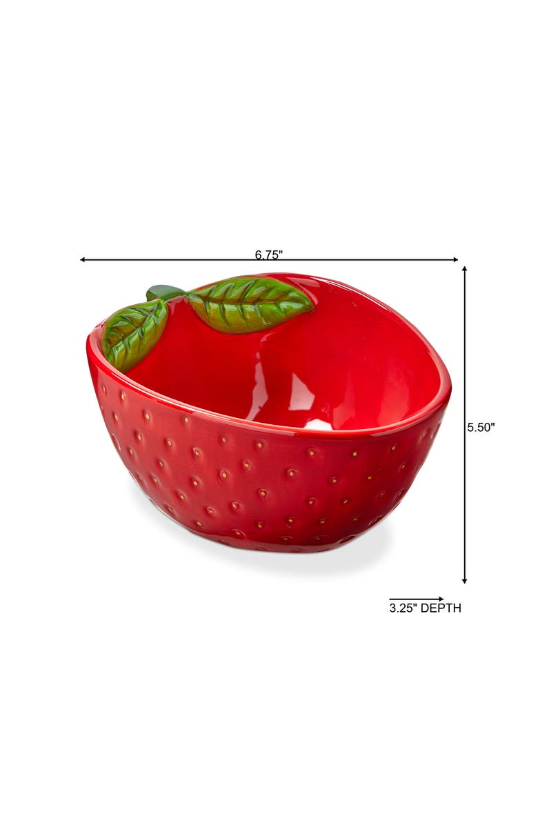 tag Strawberry Snack Bowl Red Multi Earthenware Summer, Alternate, color, Red