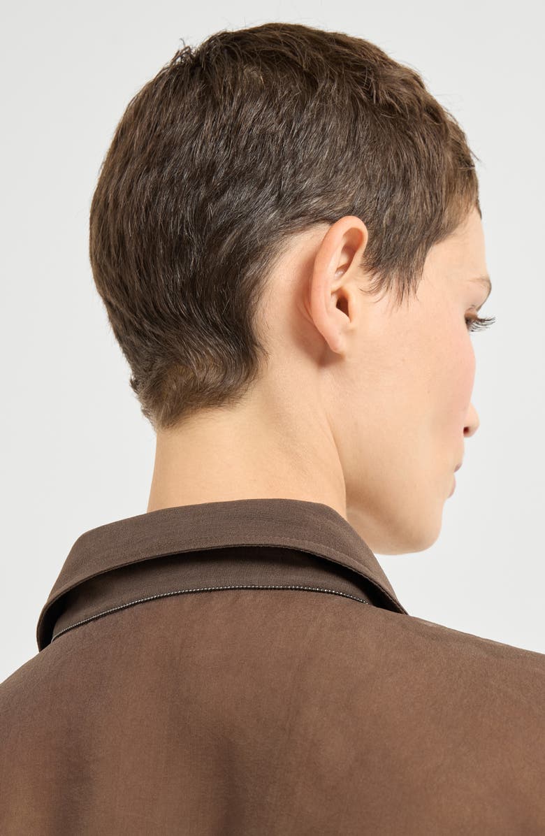 Brunello Cucinelli Crispy silk shirt, Alternate, color, Cocoa