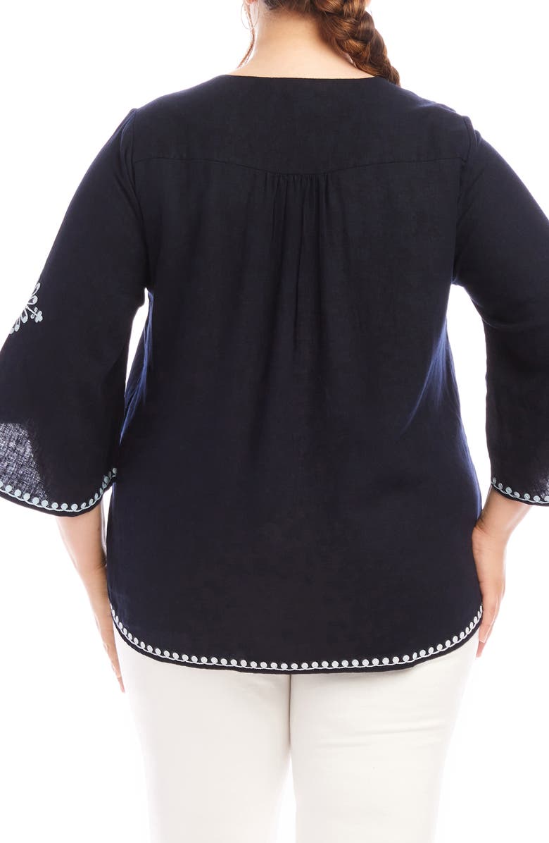 Karen Kane Embroidered Crossover Linen Blend Top, Alternate, color,