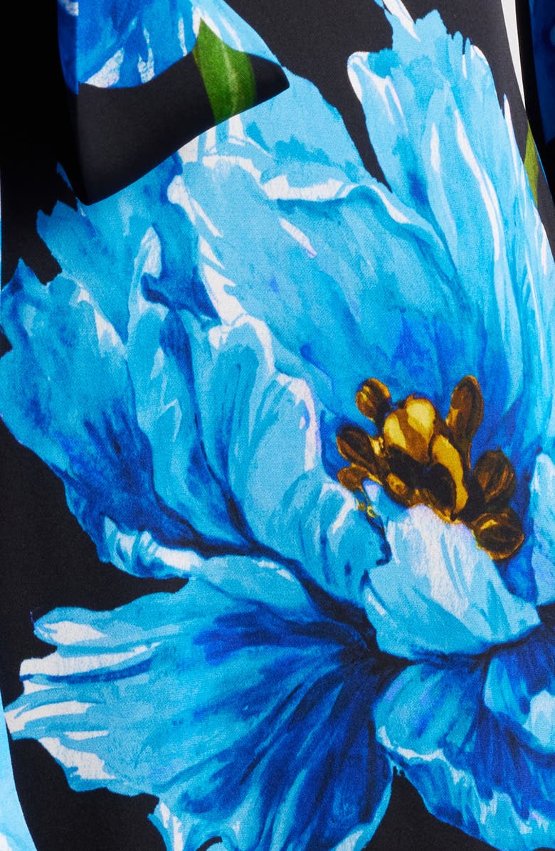 Elie Tahari The Mila Placed Floral Long Sleeve Silk Blend Midi Dress, Alternate, color, Wildside Floral