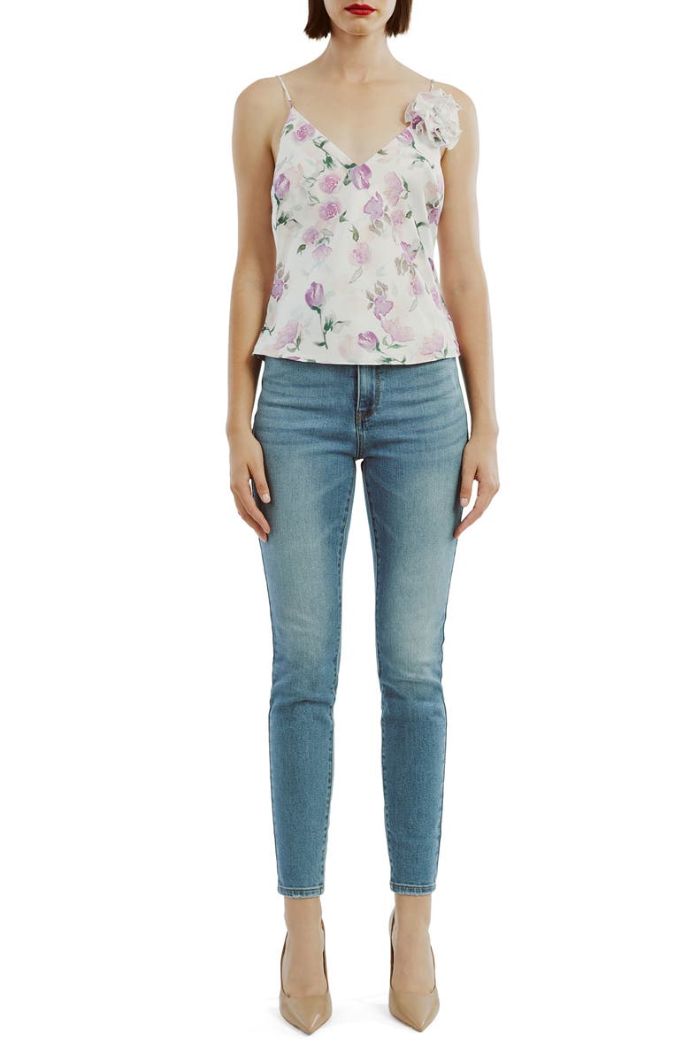 Bardot 3D Floral Accent Wisteria Print Camisole, Alternate, color,