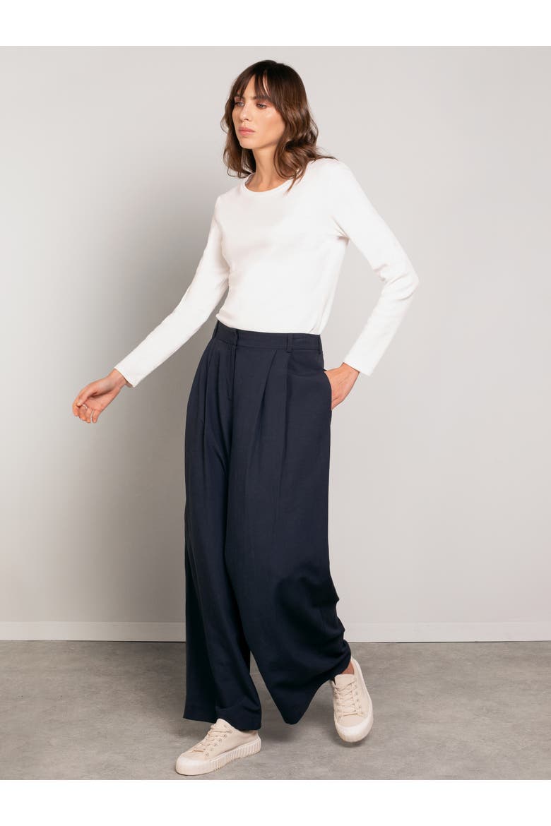 Wide Leg Drape Pants, Alternate, color, DARK NAVY