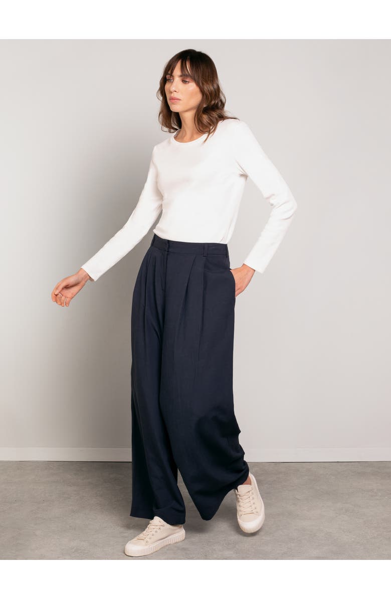 Celtic & Co. Wide Leg Drape Pants, Alternate, color, Dark Navy