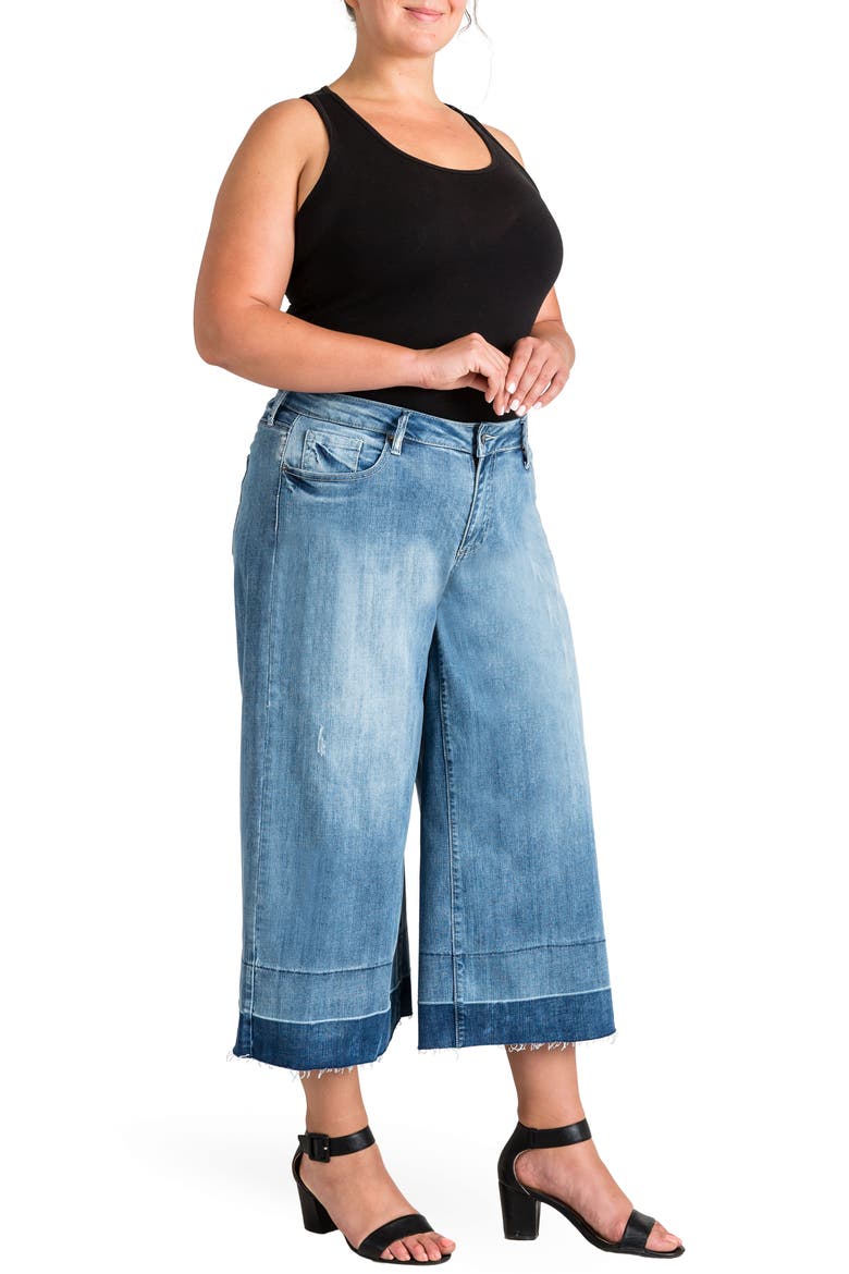 Release Hem Denim Culottes, Alternate, color, SPRUCE