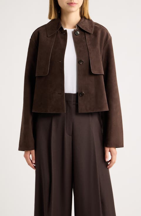 Reece Cropped Leather Trench Jacket