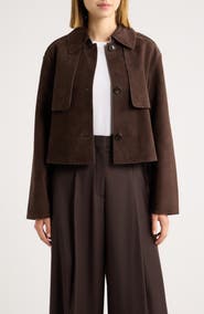 Theory Reece Cropped Leather Trench Jacket