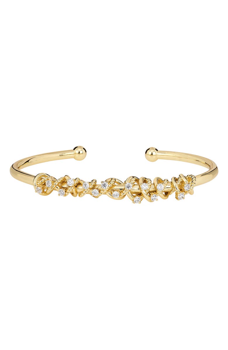ATHRA LUXE Cubic Zirconia Wrap Cuff, Main, color, Gold