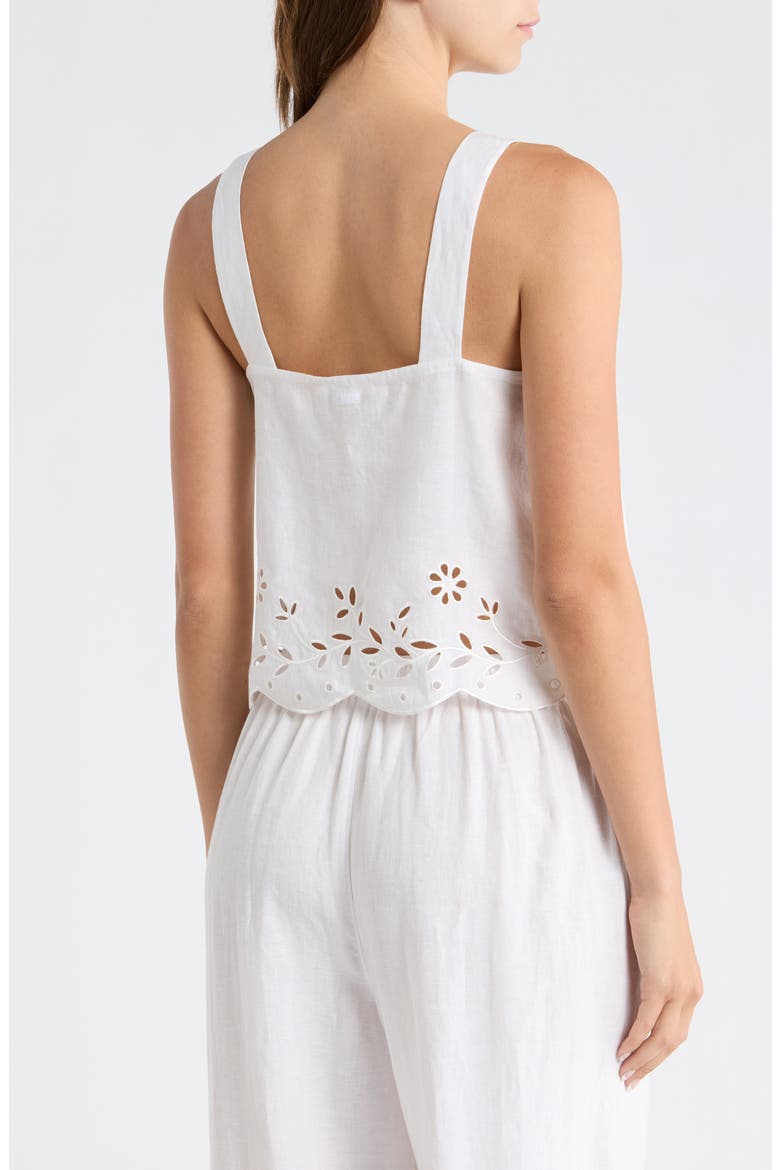 Embroidered Eyelet Linen Tank, Alternate, color, SINCERE WHITE