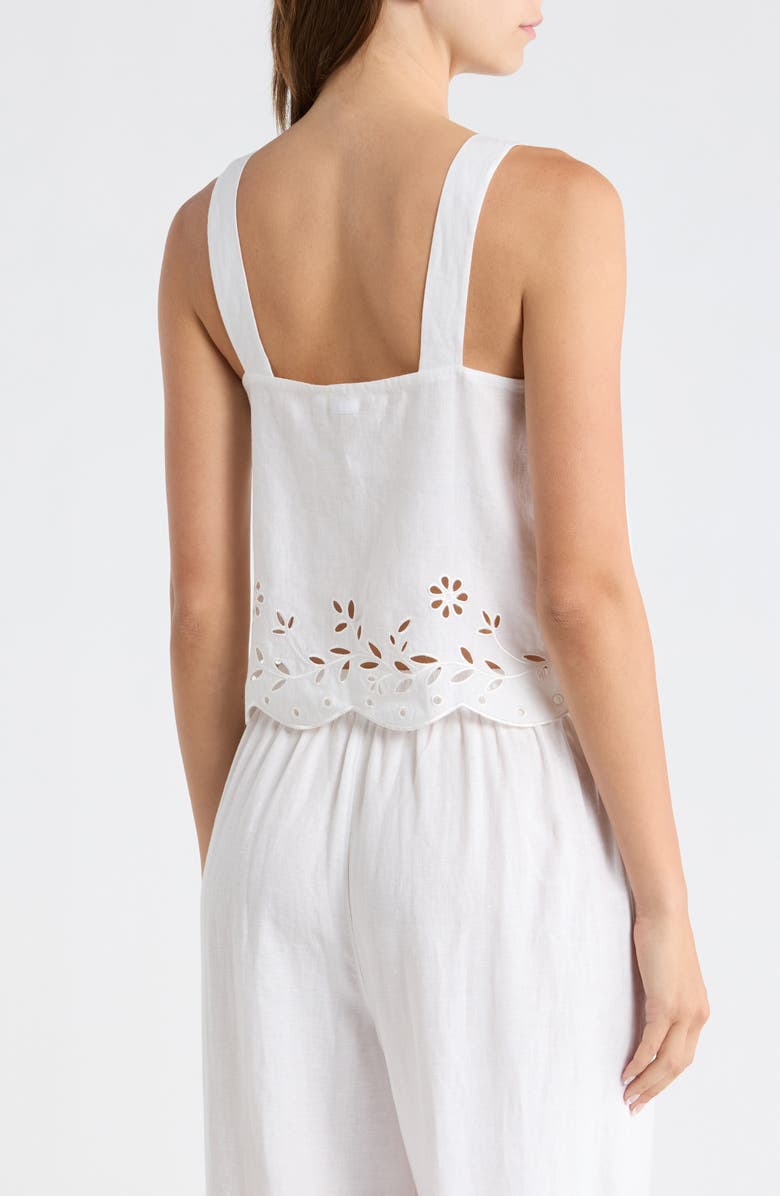 Lunya Embroidered Eyelet Linen Tank, Alternate, color, Sincere White