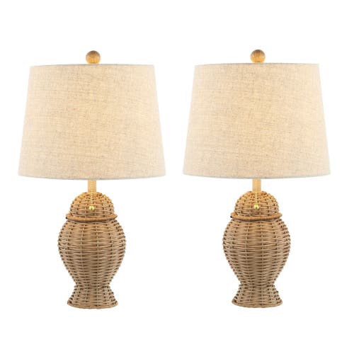 Jonathan Y Margie Wicker 20.5" Bohemian Rustic Iron Led Table Lamp In Natural