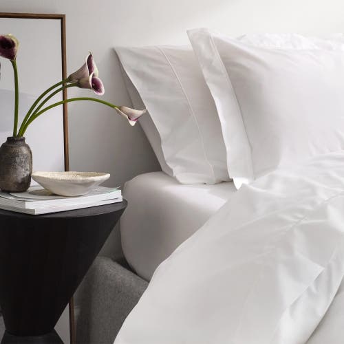 Ela Lane Usa Classic Percale Embroidered Sheet Set In White