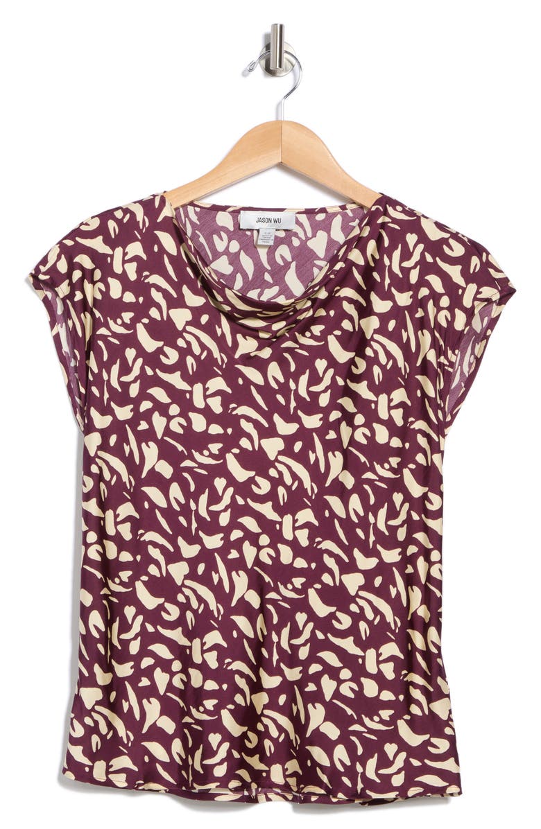 JASON WU Cowl Neck Top, Alternate, color, Burgundy Print