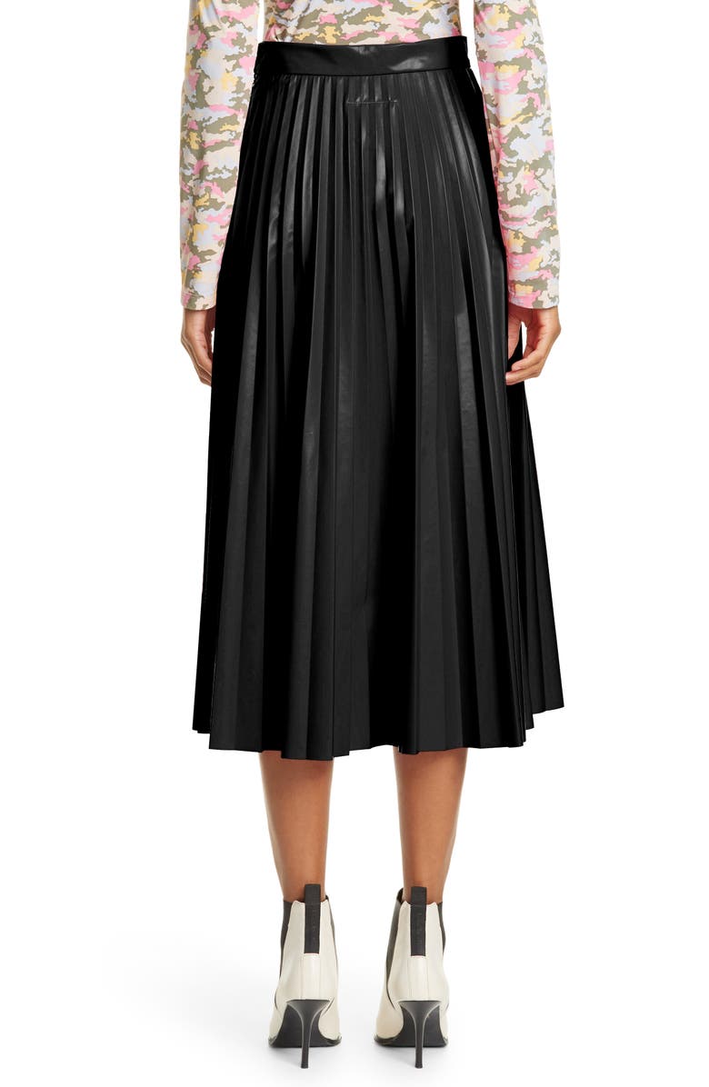 MM6 Maison Margiela Pleated Faux Leather Midi Skirt, Alternate, color,