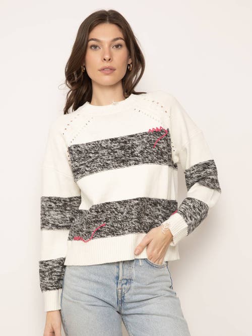 Central Park West Dove Melangled Whipstitch Crew In Ivory