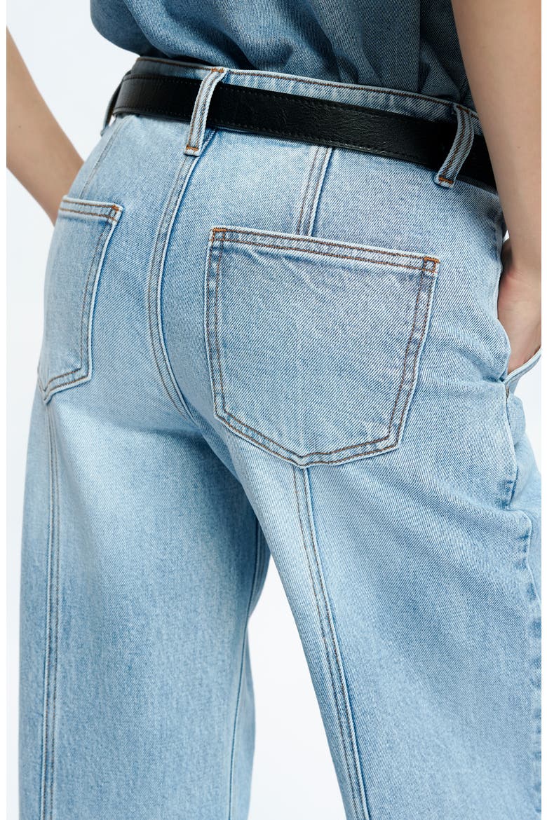 Jermy Seamed High Waist Raw Hem Wide Leg Jeans, Alternate, color, ICEBERG BLUE/BLUE