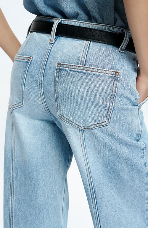 Bayeas Jermy Seamed High Waist Raw Hem Wide Leg Jeans In Iceberg Blue/blue