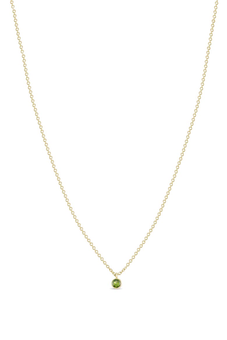 14K Gold Bezel Birthstone Necklace, Main, color, YELLOW GOLD/ PERIDOT