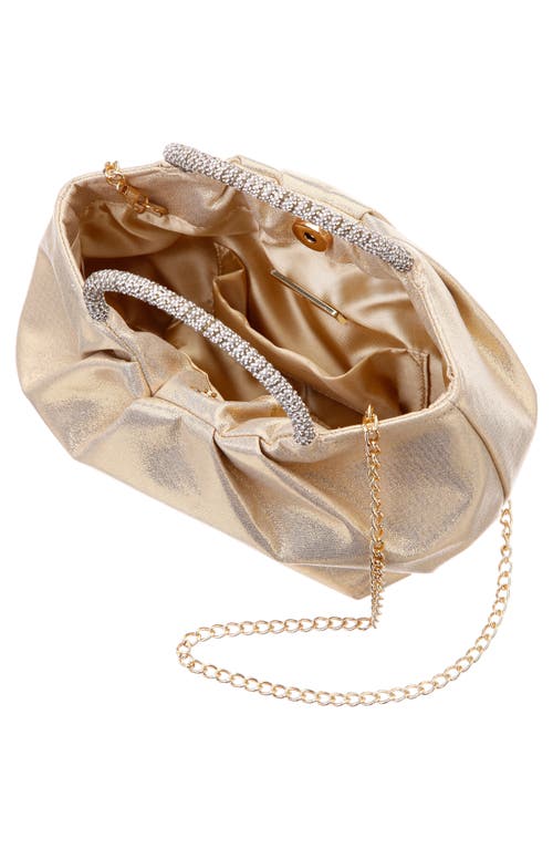 Nina Fancy Top Handle Clutch In Light Gold