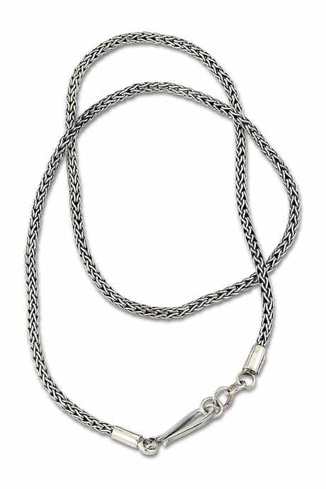 SAMUEL B. 18" Sterling Silver S Hook Clasp 2.5mm Wheat Chain