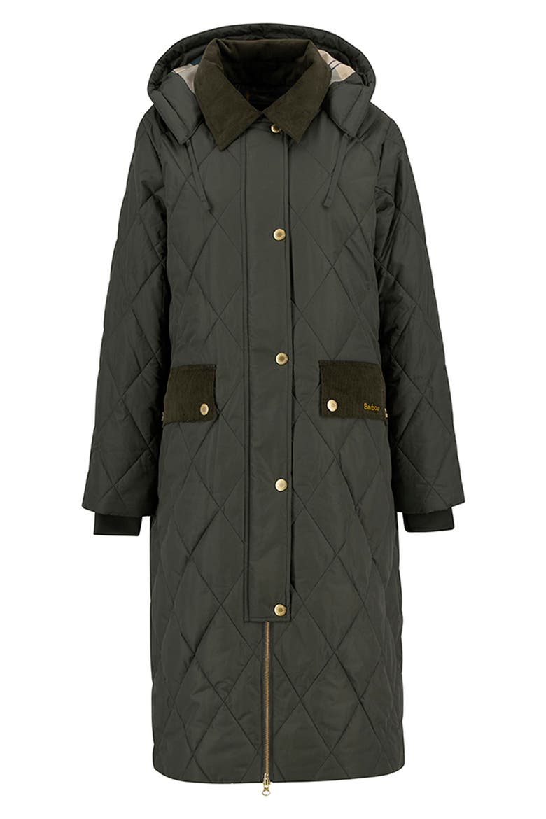 Meredith Quilted Coat, Alternate, color, OLIVE/ ANCIENT TARTAN