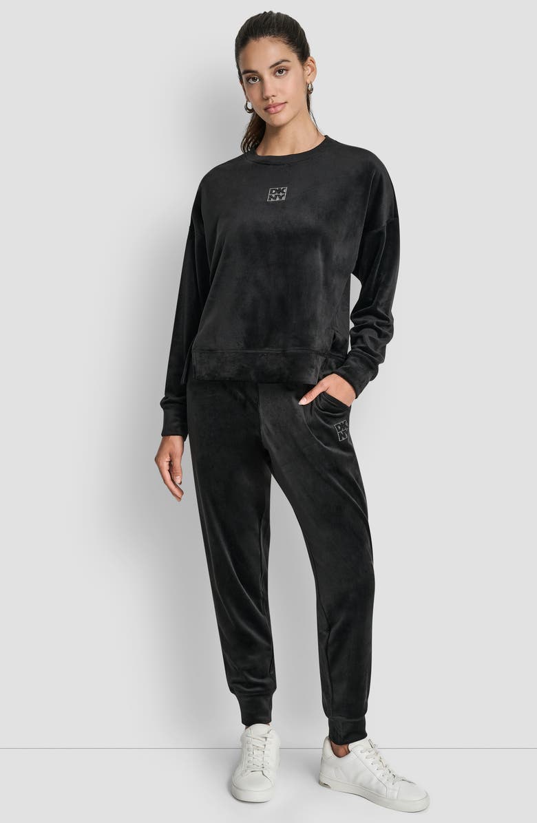 DKNY Mid Rise Slim Fit Joggers, Alternate, color, Black