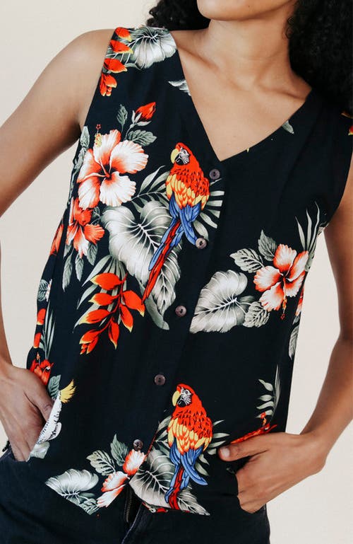 Poplinen Ada Tropical Print Tank In Black