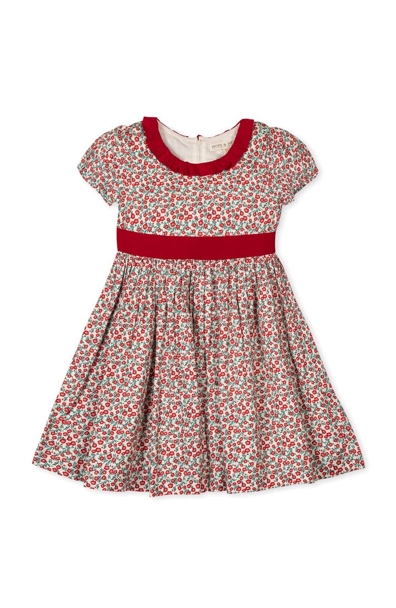 Hope & Henry Kids' Organic Puff Sleeve Ruffle Collar Sateen Dress, Main, color, London Floral