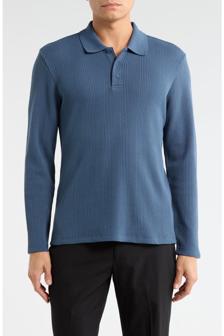 Variegated Waffle Stitch Polo, Main, color, AZUL