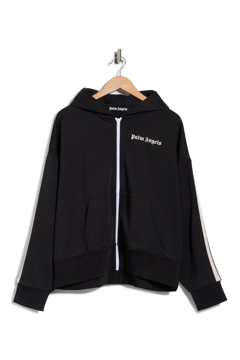 Full Zip Track Hoodie, Main, color, BLACK/WHITE