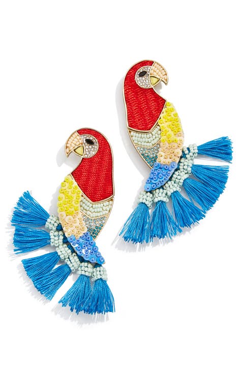 Macaw Me Beaded Statement Drop Earrings