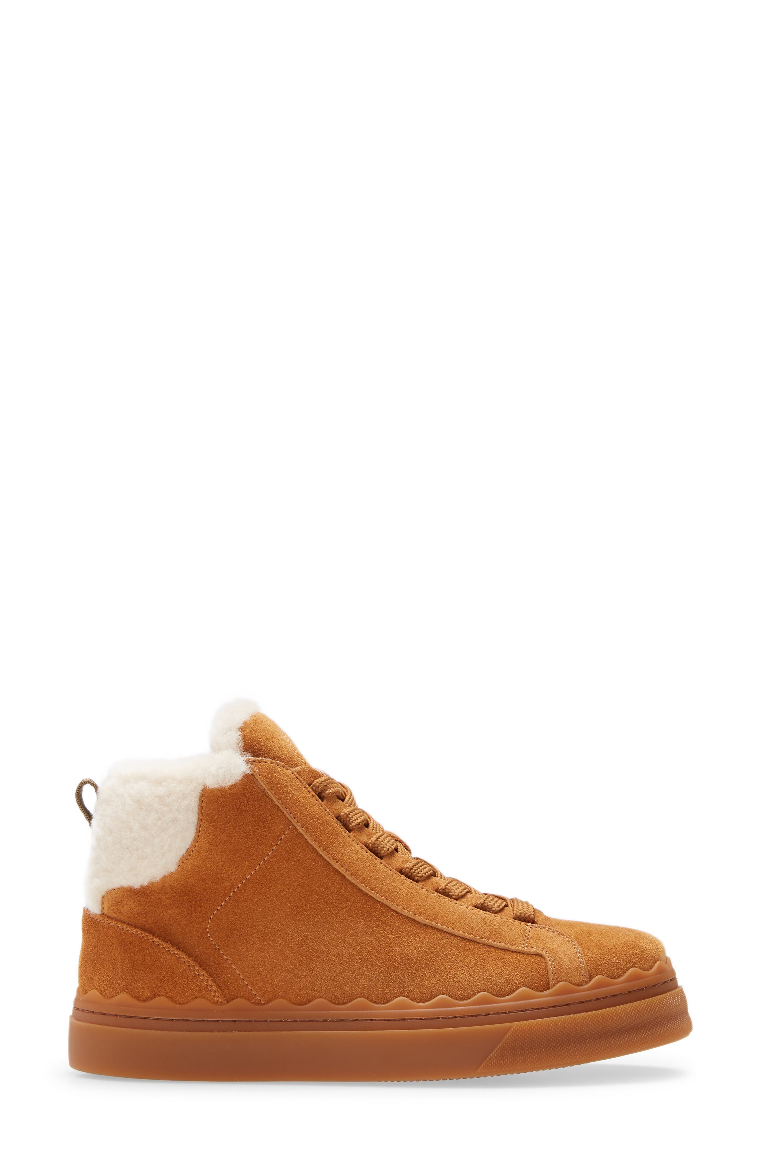 Chloé Lauren Genuine Shearling Lined High Top Sneaker, Alternate, color, 