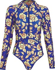 Maaji Cobalt Florea Cardi Long Sleeve Reversible One-Piece Swimsuit