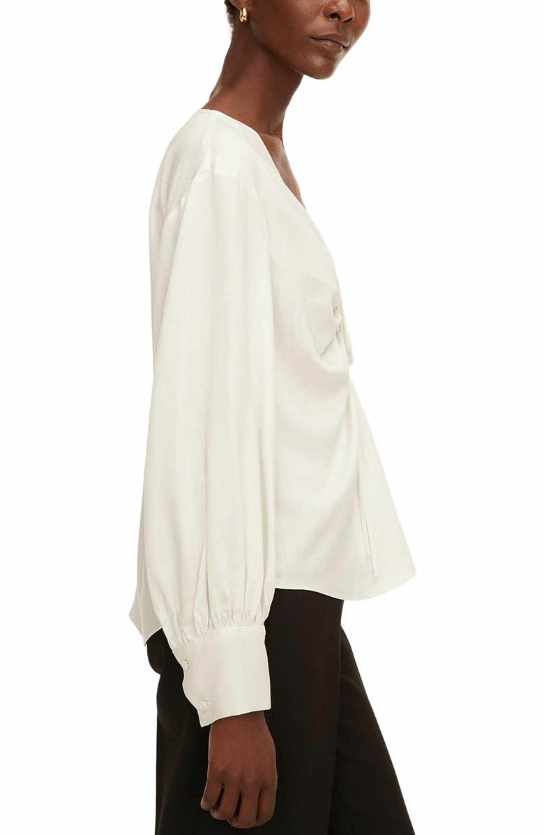 Rebecca Taylor Drawstring Long Sleeve Blouse, Alternate, color, Snow
