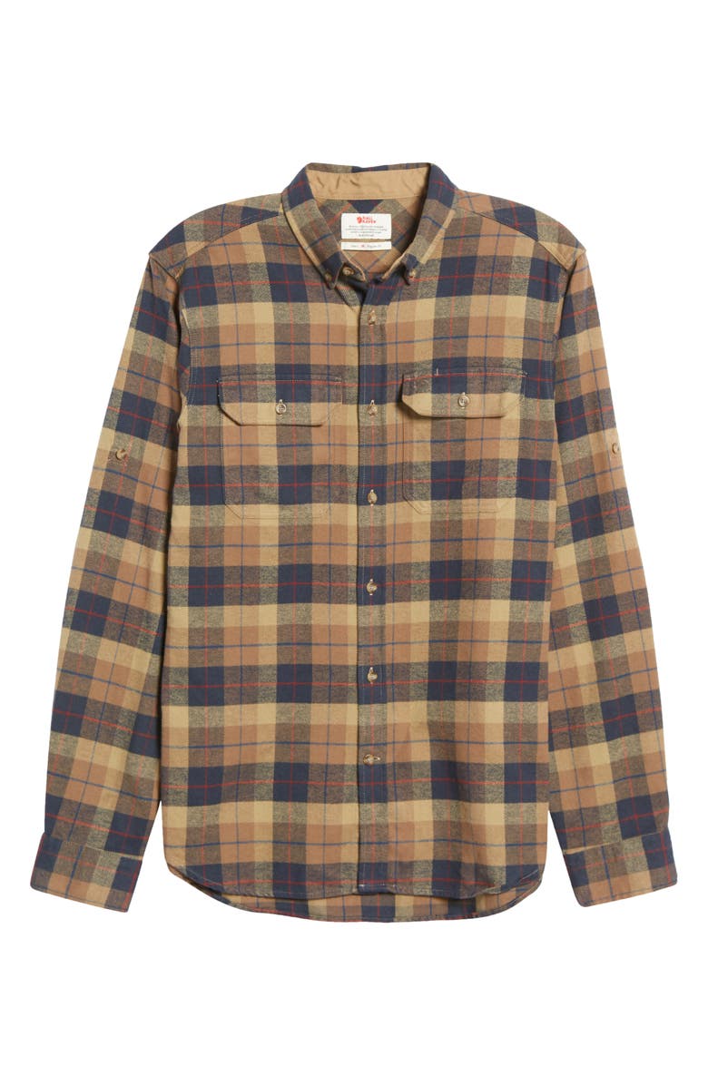 Fjällräven Singi Plaid Button-Down Flannel Shirt, Alternate, color, 