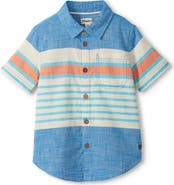 Hatley Kids' Fresh Stripes Short Sleeve Cotton Button-Up Shirt