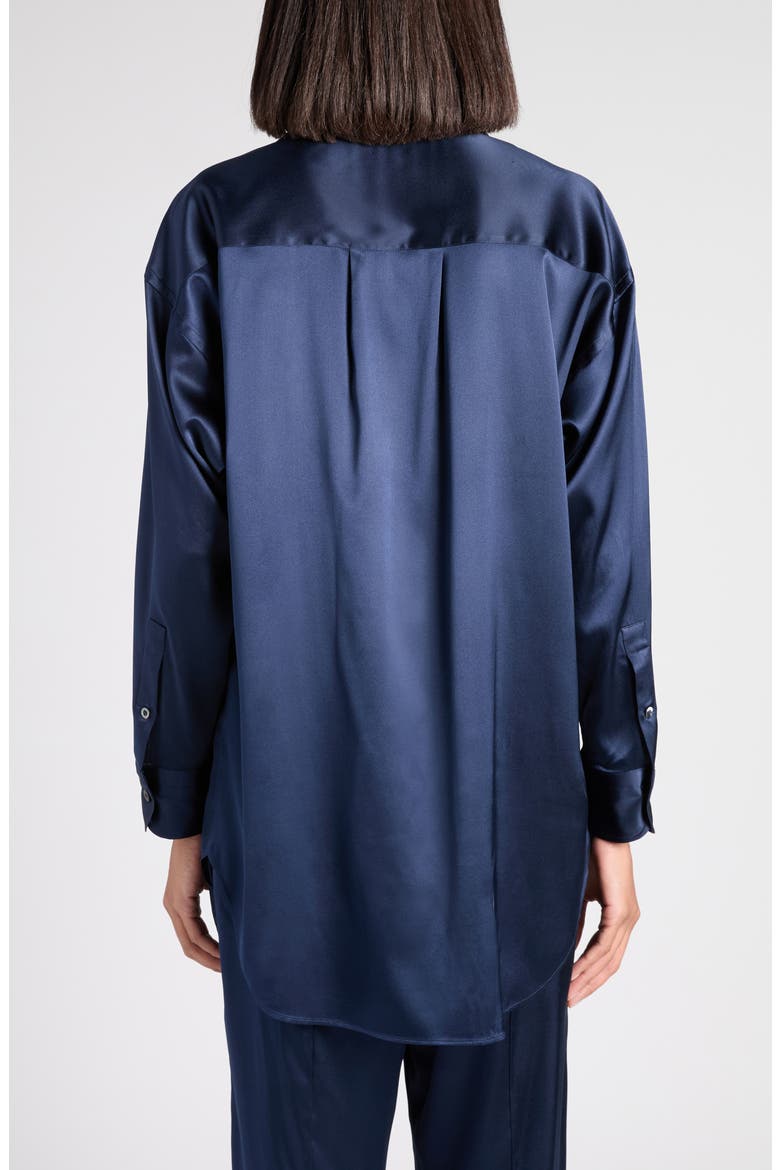 Relaxed Fit Stretch Silk Satin Blouse, Alternate, color, HB840 DARK NAVY