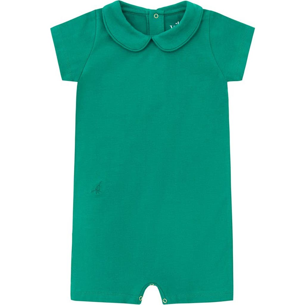 Vild House Of Little Organic Cotton Collared Bodysuit With Shorts In Emerald Green