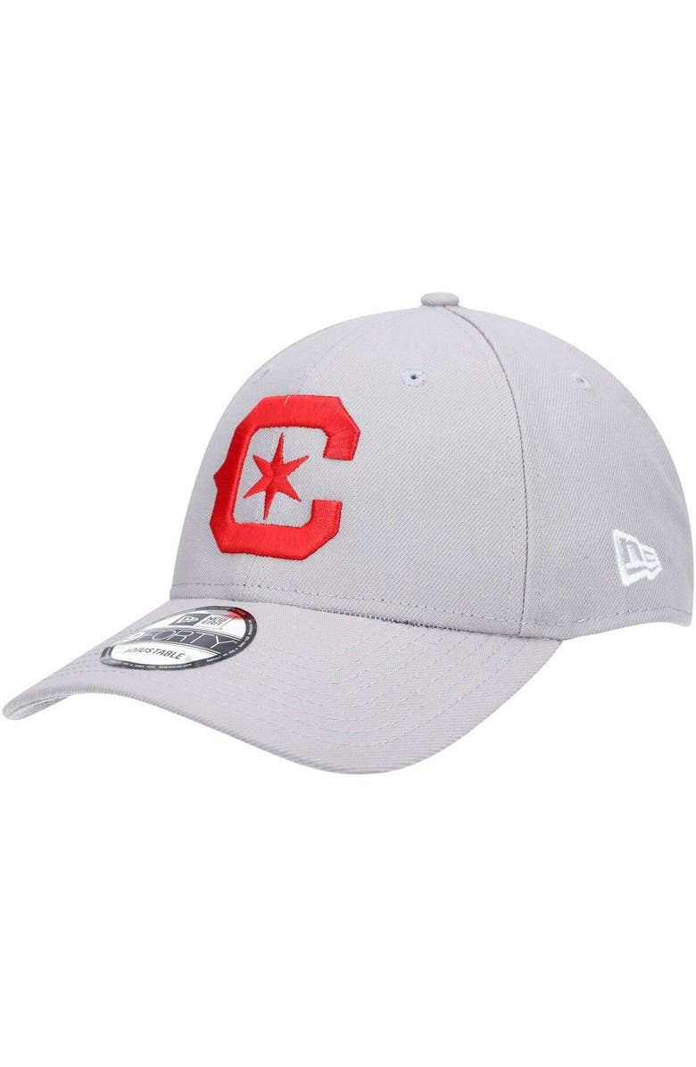New Era Men's New Era Gray Chicago Fire Team Logo 9FORTY Adjustable Hat, Main, color,