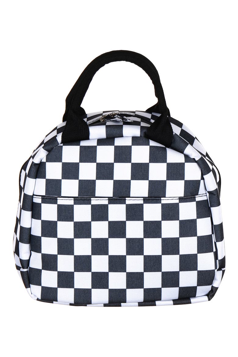 Checkered 7-Piece Dome Insulated Lunch Bag Set, Alternate, color, WHITE