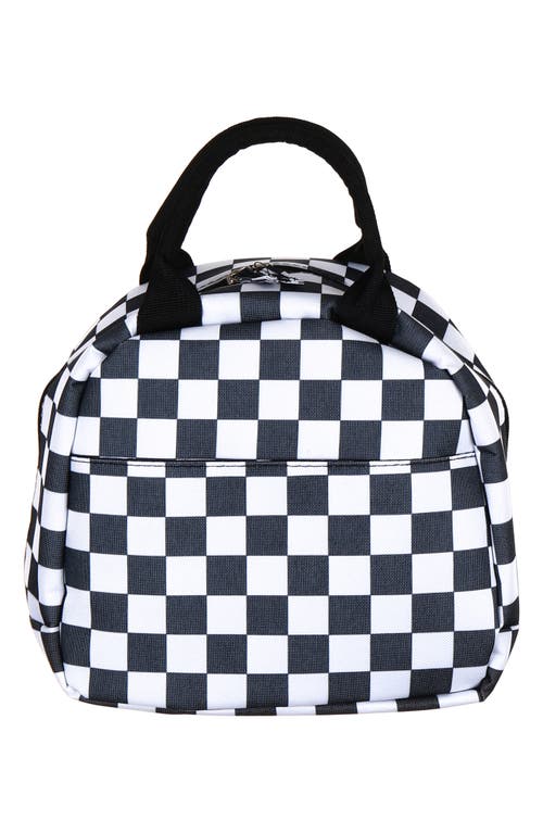 Silver One International Checkered 7-piece Dome Insulated Lunch Bag Set In White