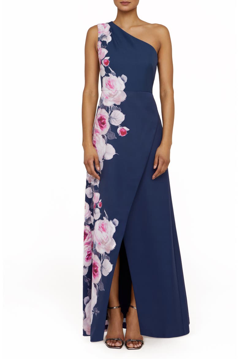 Carissa One-Shoulder Gown, Main, color, DEEP NAVY