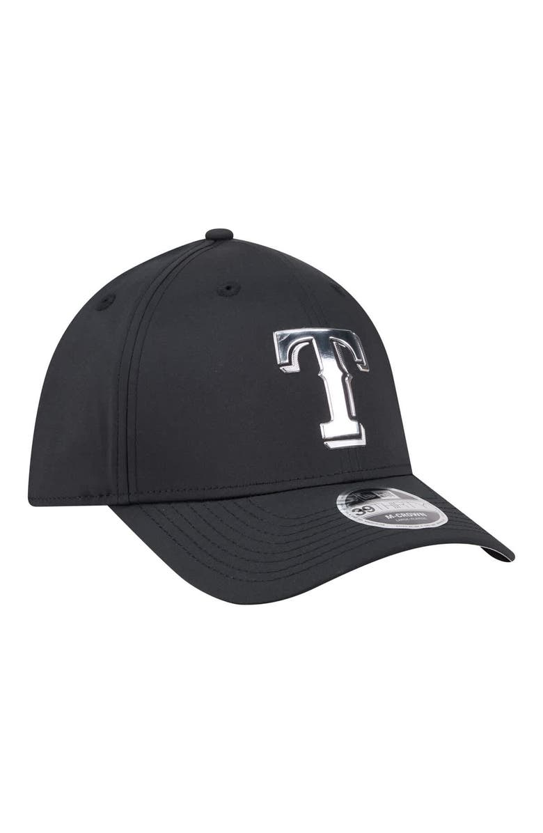 New Era Men's New Era Black Texas Rangers Metallic 39THIRTY M-Crown Flex Hat, Alternate, color, Black